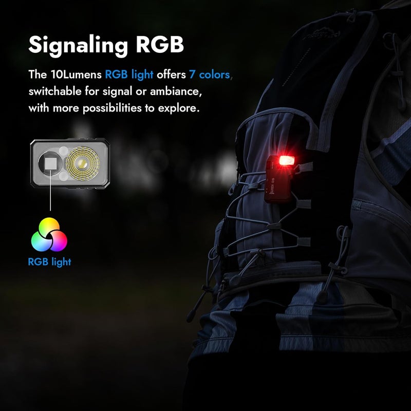 WUBEN مصباح يدوي قابل لإعادة الشحن G5 EDC، 400 لومن مصادر ضوء مزدوجة مصباح يدوي صغير مع ضوء RGB، مصابيح جيب مسطحة محمولة، مصباح يدوي بسلسلة مفاتيح مغناطيسية للطوارئ المنزلية والخارجية (أسود) - Image 5